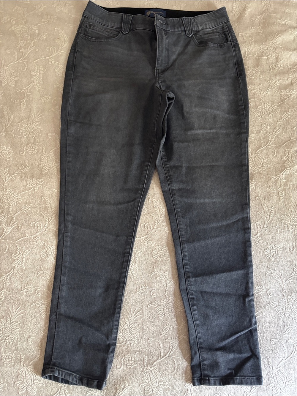 Women’s Democracy Karessa Ankle Skimmer Skinny Dark Gray Stretch Jeans, Size 14